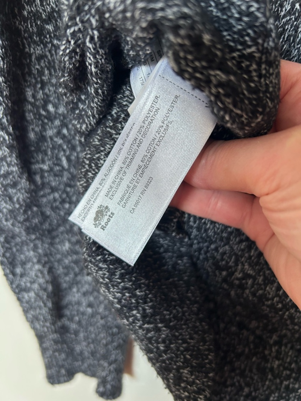 Roots Black & White Marled Knit Crew Sweater - Picture 3 of 3